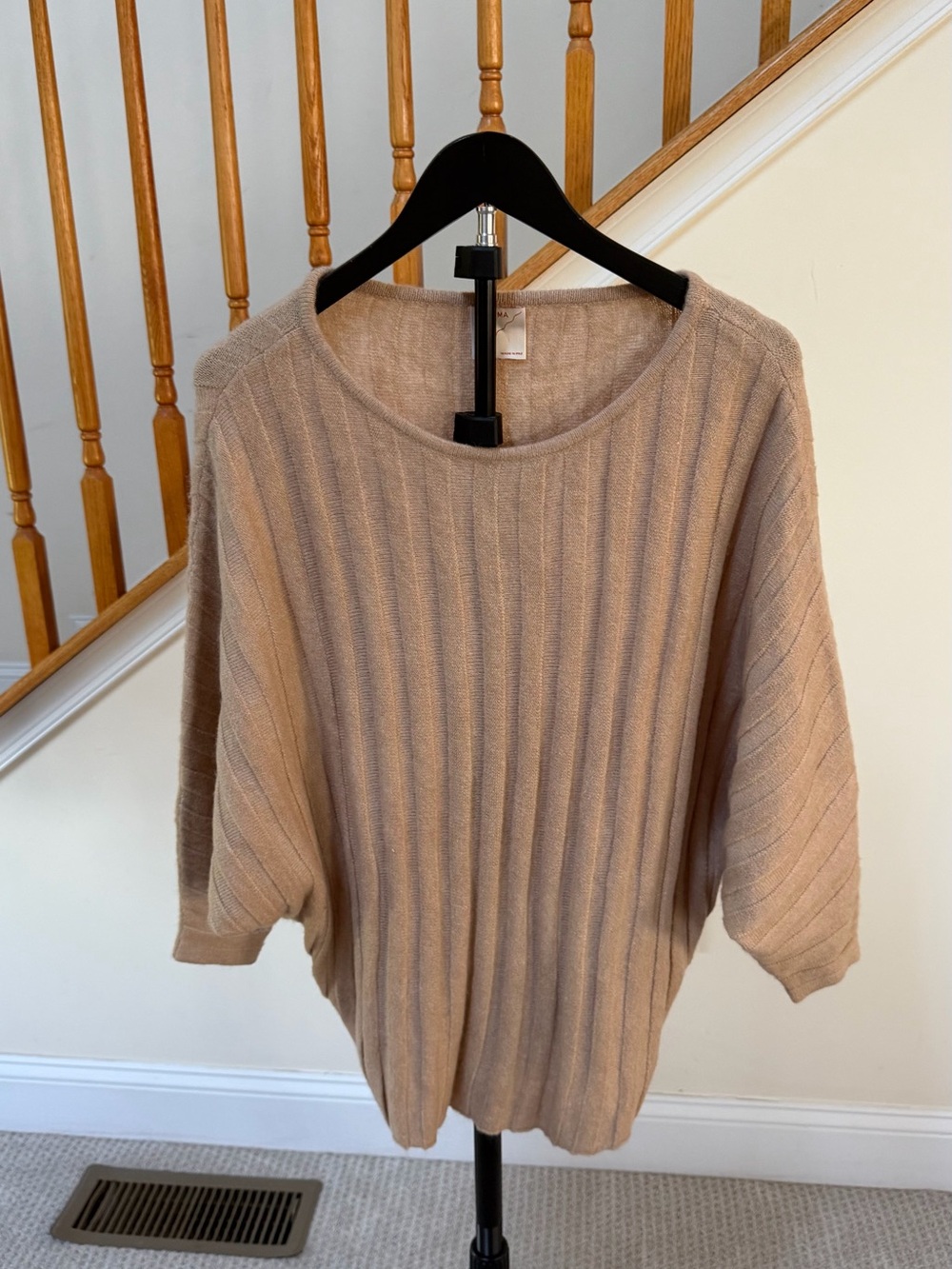Kerisma Scoop Neck Ribbed Sweater in Beige Tan